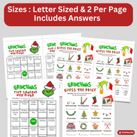 Grinchmas Game Bundle | Printable Christmas Party Grinch Games | Adults Kids Xmas Activities | Holiday Emoji Games