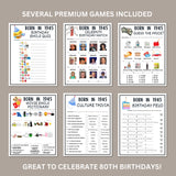 80th Birthday Party Printable 1945 Games, Activities, Decorations, Turning 80 Ideas, Instant Download