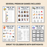 60th Birthday Printable Games Bundle | Born in 1965 Party Idea | 60th Bday Party Activities Man Woman 1964 Newspaper Poster Trivia Quiz