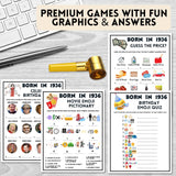 1936 celebrity birthdays, 1936 movie emoji pictionary , guess the price and more with answers great for 90th birthday parties