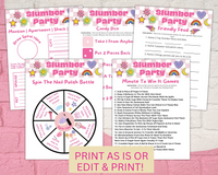 Printable Slumber Party Games Sleepover Activity Bundle Editable Tem