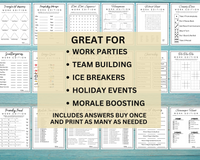 Editable Office Party Games | Work Party Games | Team Meeting | Work Happy Hour Idea | Staff Appreciation Activities | Printable Bundle