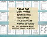 Editable Office Party Games | Work Party Games | Team Meeting | Work Happy Hour Idea | Staff Appreciation Activities | Printable Bundle