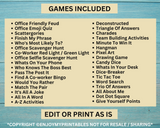 Editable Office Party Games | Work Party Games | Team Meeting | Work Happy Hour Idea | Staff Appreciation Activities | Printable Bundle