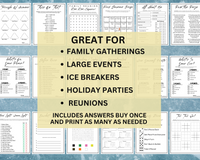 Printable Icebreaker Games | Social Group Activities Editable Template | Office Party Ideas | Happy Hour Questions | Ice Breaker Quizzes