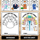 Disguise a Turkey Printable Kit | 65 Outfits | Thanksgiving Craft for Kids | Coloring Turkey Dress Up Project