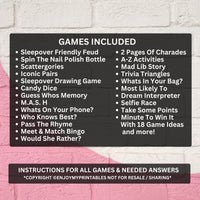 Ultimate 25 Slumber Party Game Bundle Printable, Fun Teen & Tween Sleepover Activities, Girls Night Fun
