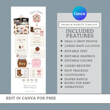 boots or bows country western gender reveal digital invitation website with rsvp included and premium registry and party location links editable canva template 