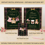 Pink Tartan Polo Teddy Bear Baby Shower Invitation Website With RSVP, Preppy Girl Equestrian Digital Evite, Old Money Phone Invite Template