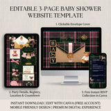 Pink Tartan Polo Teddy Bear Baby Shower Invitation Website With RSVP, Preppy Girl Equestrian Digital Evite, Old Money Phone Invite Template