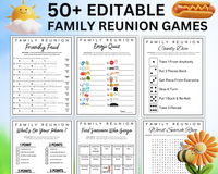 Printable Family Reunion Games Bundle | Editable Template Family Activities | Group Reunion Quizzes | Family Reunion Ideas For Adults & Kids