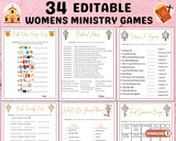 Printable Womens Ministry Games Bible Study Group Retreat Activities | Christian Games for Adults | Ladies Editable Fellowship Bundle
