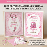 Cute Kitty Girls Hello Birthday Party Digital Invitation Website With RSVP