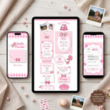 Cute Kitty Girls Hello Birthday Party Digital Invitation Website With RSVP