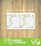 Greenery Printable Baby Shower Bundle With Naughty Games, Boobs Or Butt, Beer Or Baby Belly