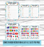 Printable Summer Olympics Party Games Bundle | Logos, Mascots, Athletes, Trivia Quizzes | Sports Games
