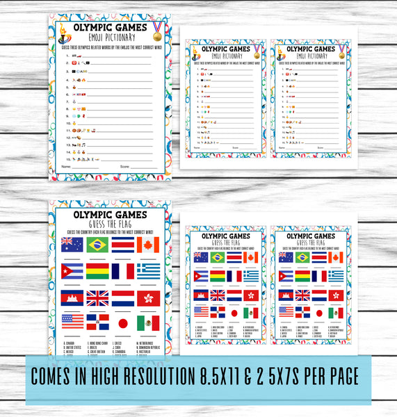 Summer Olympics Country Flag Quiz | Printable Athletic Activity Sheet |  Instant Download Sports Activity