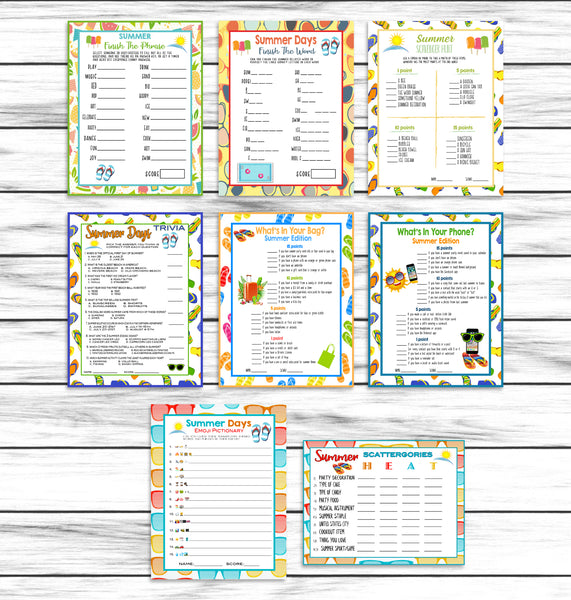 Summer Party Family Reunion Game Bundle, Printable Or Virtual Kids & A ...