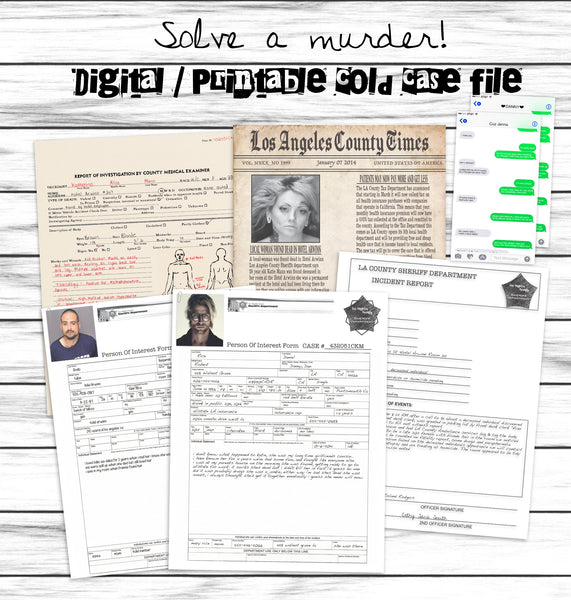 Murder Mystery Print And Solve At Home Cold Case File 1 Detective Game ...