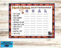 March Madness Scattergories Printable Party Game