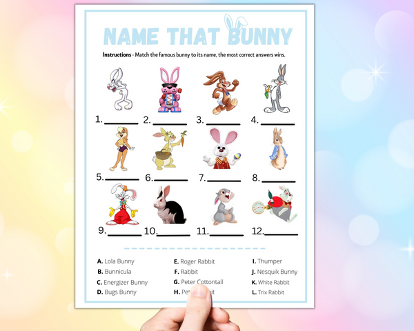 Easter Printable Name Famous Bunny Game | Adults Kids Idea | Fun Famil ...
