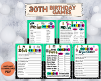 30th birthday party printable decor games ideas