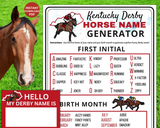 Whats Your Kentucky Derby Horse Name Game | Triple Crown Party Game | Belmont Quiz | Printable Games | Fun Adult Kids Activity Icebreaker