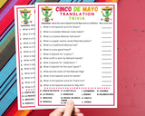 Printable Cinco De Mayo Spanish Trivia Game | Quiz For Kids & Adults | Classroom Idea | Work Party Activity | Translation Game