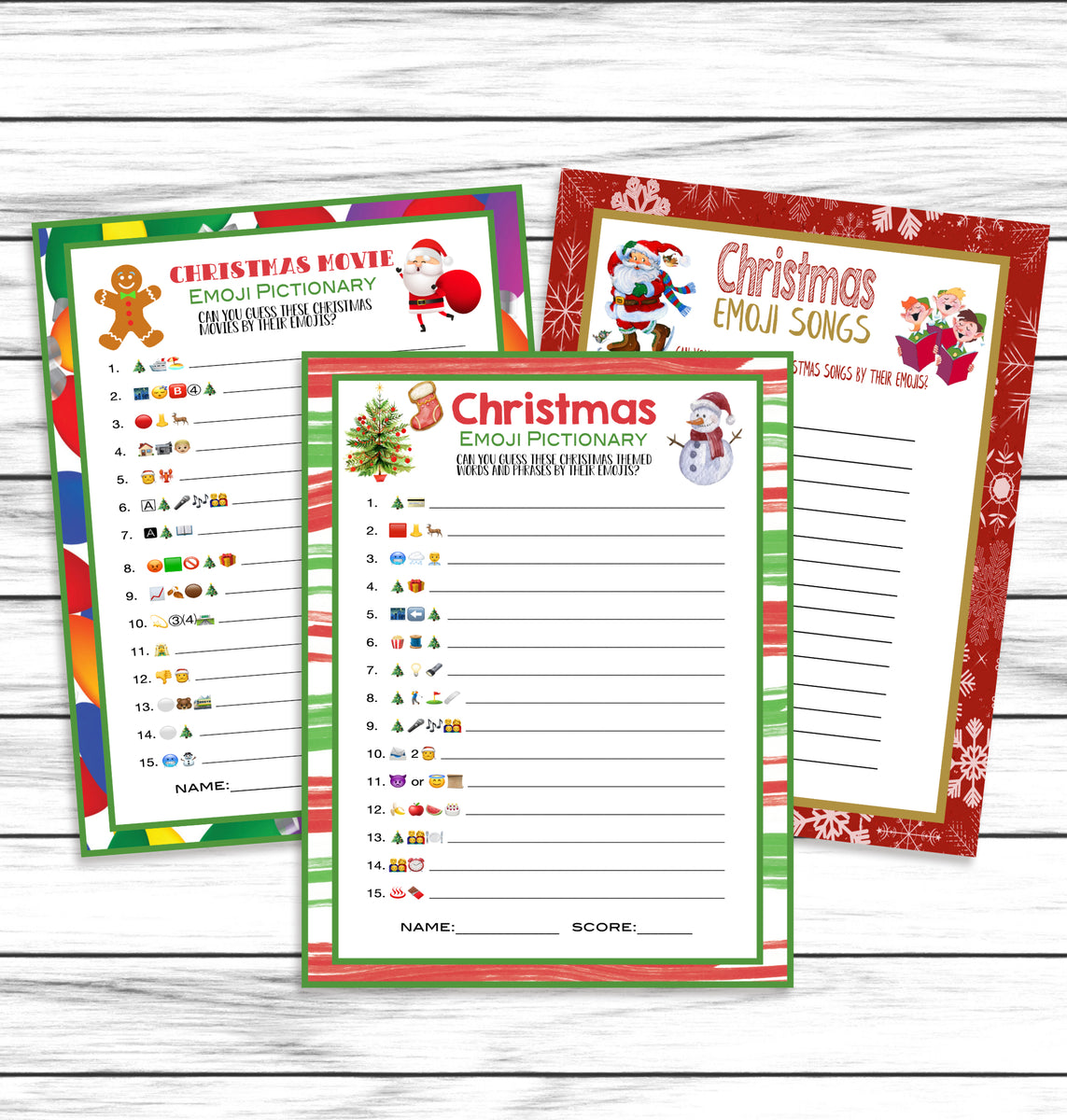 Christmas Emoji Pictionary Party Family Game Set, Printable or Virtual ...