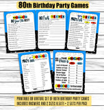 printable 80th birthday party games, decor, ideas