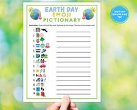 Earth Day Emoji Pictionary Printable Party Game For Kids & Adults
