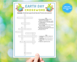 Printable Earth Day Crossword Puzzle Party Game For Kids & Adults