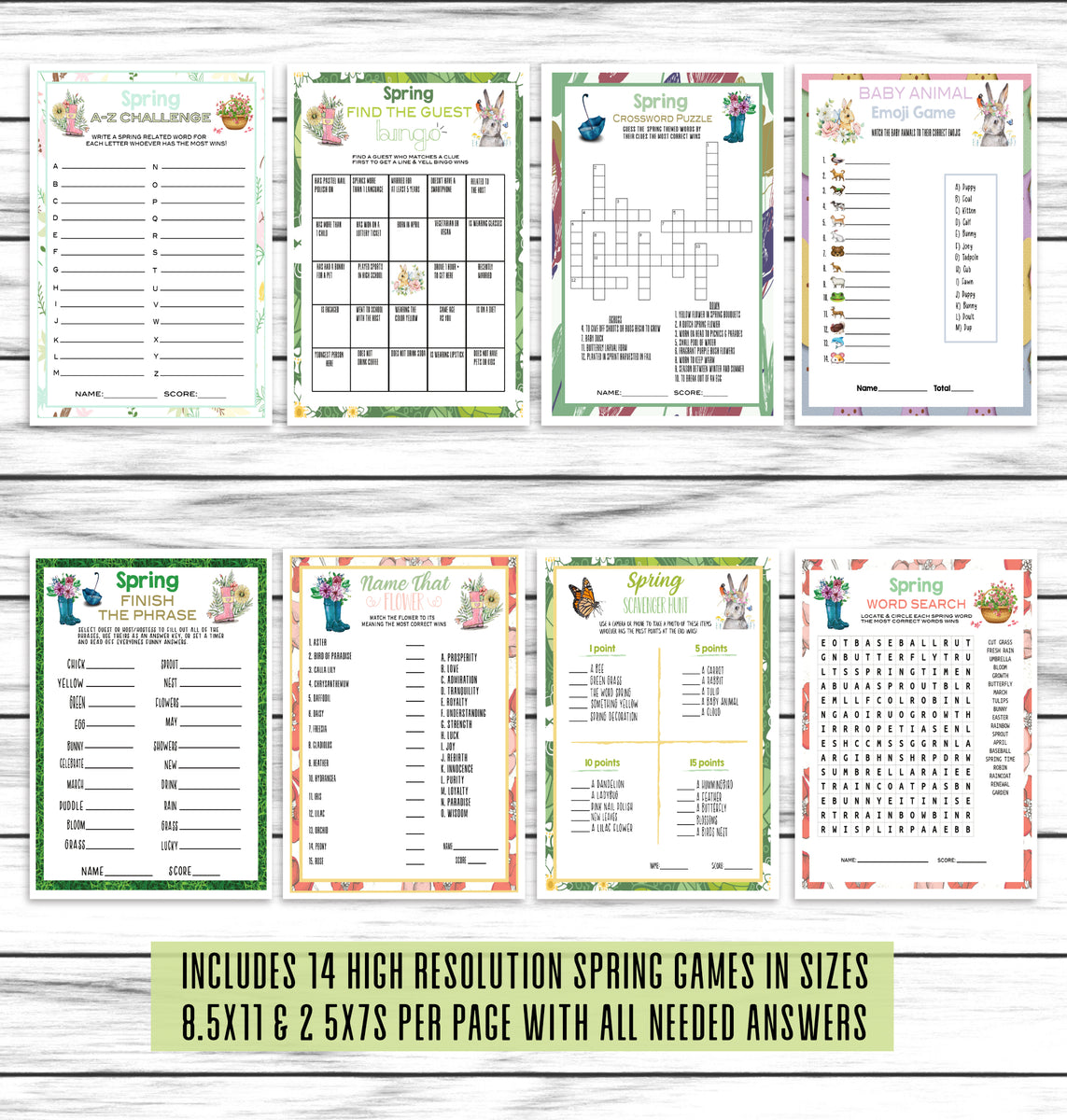 Spring Party Game Bundle, Kids Or Adults Spring Printable Or Virtual F ...