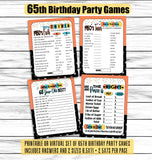 65th birthday party games virtual or printable