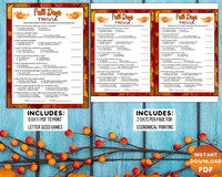 Fall Autumn Party Trivia Game, Printable or Virtual Kids Activity Shee ...