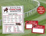 Whats Your Kentucky Derby Horse Name Game | Triple Crown Party Game | Belmont Quiz | Printable Games | Fun Adult Kids Activity Icebreaker