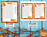 Printable Fall Autumn Party Word Search Game For Kids & Adults