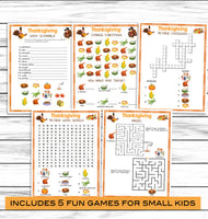 small children printable thanksgiving game set