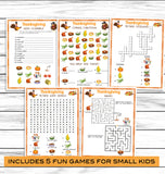 small children printable thanksgiving game set