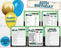 60th bday printable party games, ideas, decor