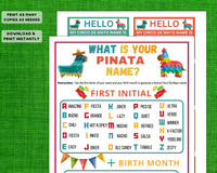 Printable Cinco De Mayo Whats Your Piñata Name Tag Game | Fun Quiz For Adults Kids | Classroom Idea | Work Party Cute Cinco Activity