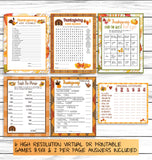 Thanksgiving Friendsgiving Party Family Game Set, Printable Kids Adults Activity Bundle, Instant Download