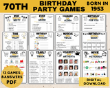 70th birthday printable party games for kids & adults