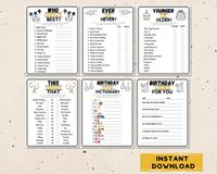 70th birthday printable party games for kids & adults