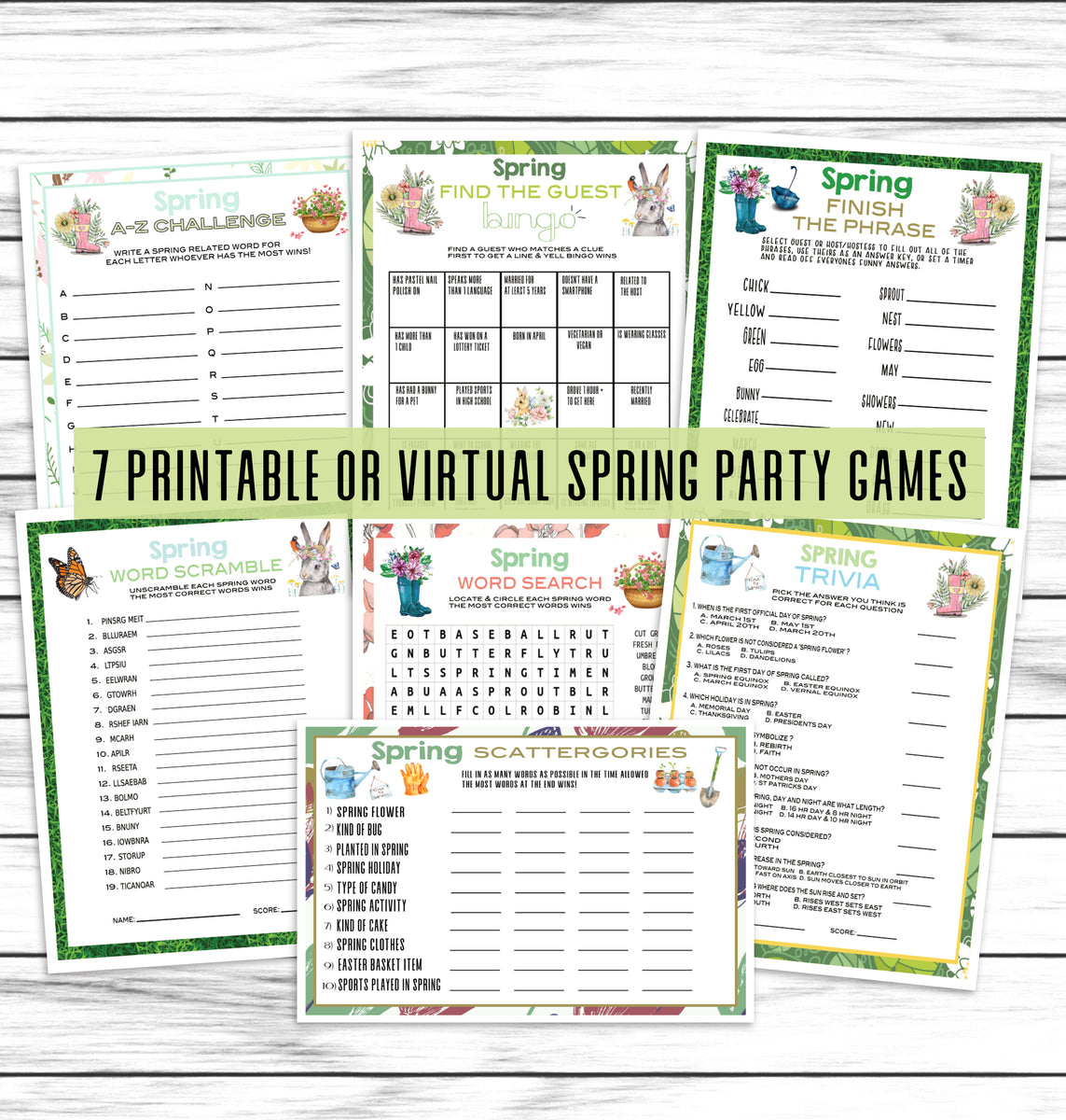 Spring Party Games Bundle, Kids Or Adults Spring Printable Or Virtual ...