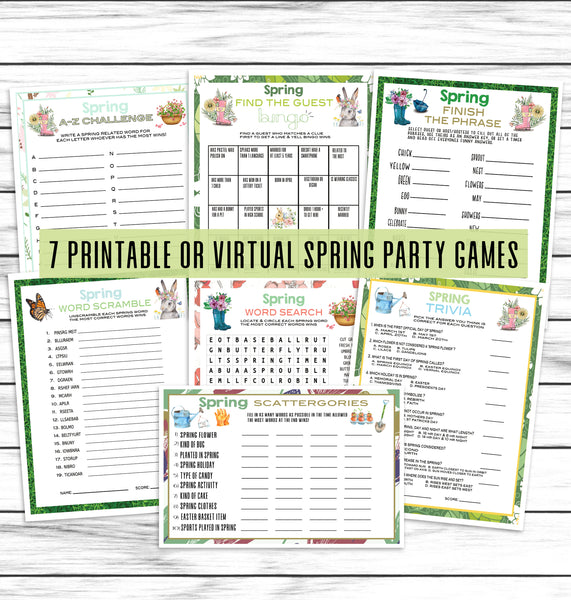 7 printable or virtual spring party games