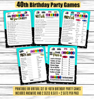 40th birthday adult party games printable