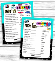 1980s Printable Anniversary Party Games 40th Anniversary Printable and Virtual Zoom Games