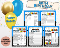 80th birthday party printable games activities