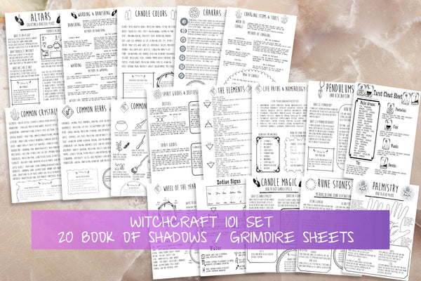 Book Of Shadows Witchcraft Supplies Griomoire Pages Printable Set
